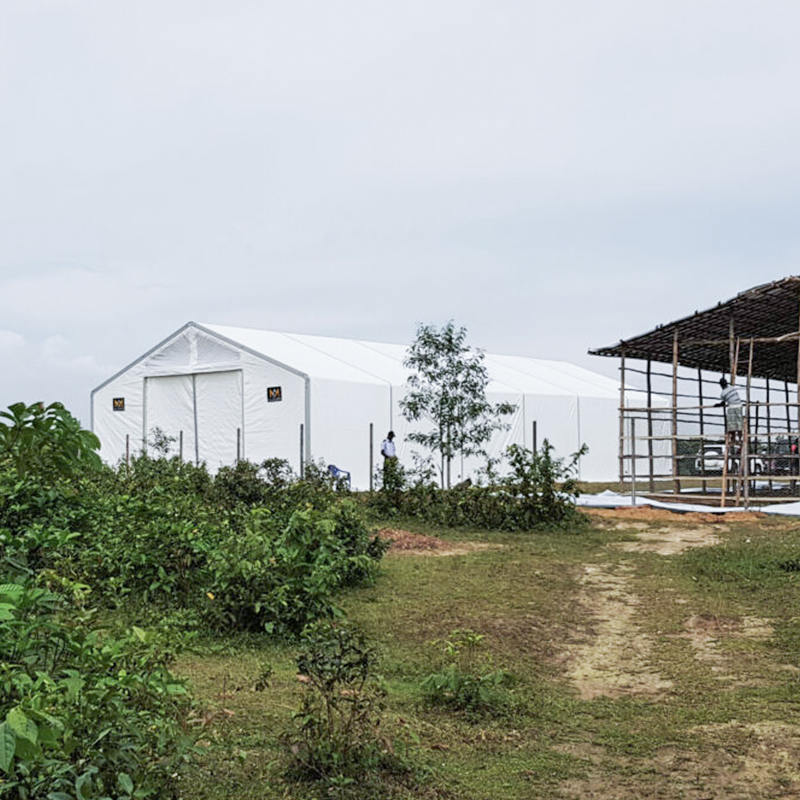 IFRC/ICRC/WFP/IOM standard brannhemmende UV-bestandig 10x24m telt mobile lagringsenheter (MSU)