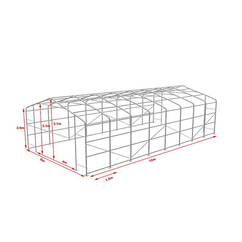 6X12 2,6 m sidehøyde Høytemperaturbestandige industrielle lagertelt