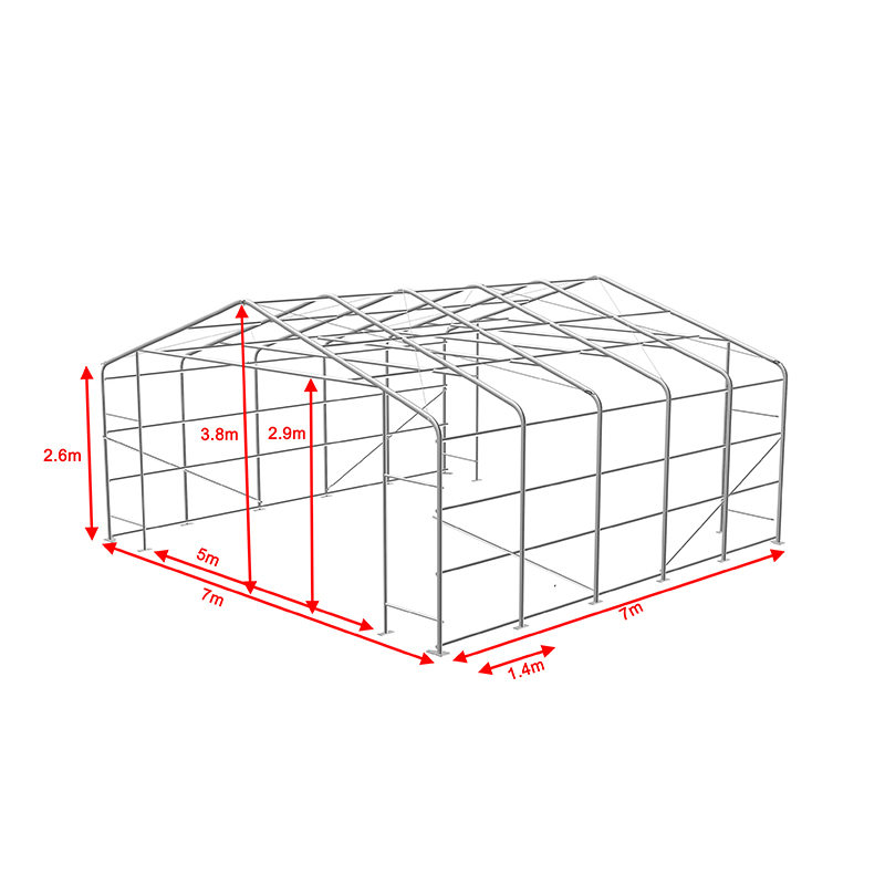 7x7 2,6 m sidehøyde industrielt og kommersielt lager skyggetelt Bærbar telthall