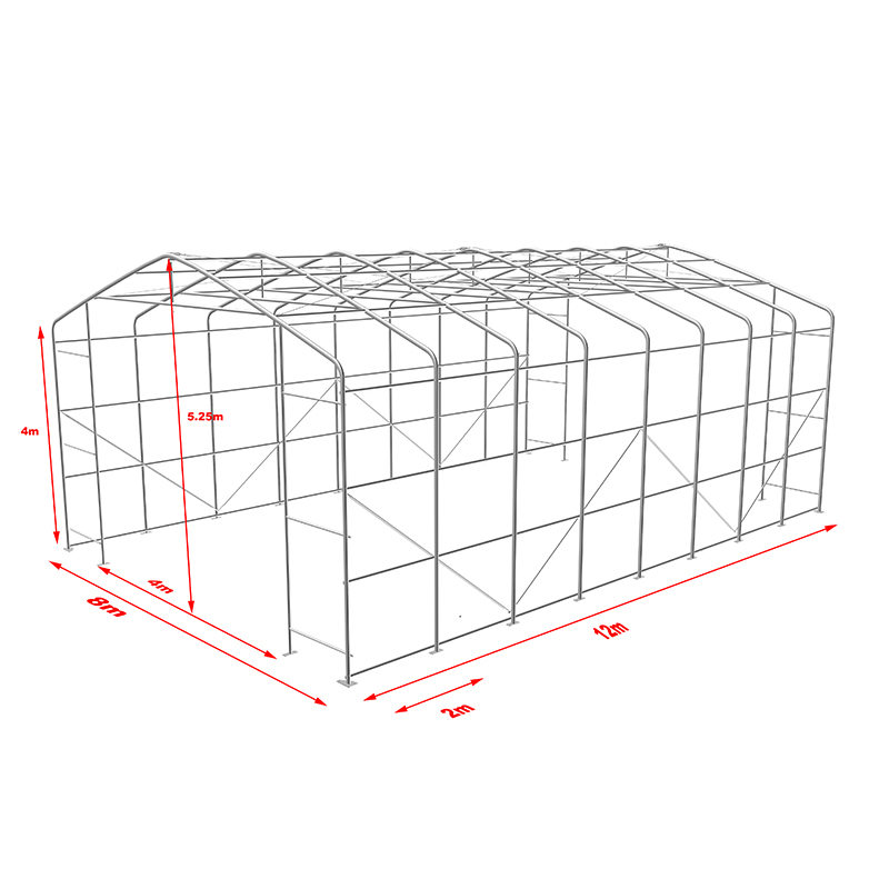 8X12 4m Sidehøyde UV-bestandig Lagerskyggetelt Sun Shelter