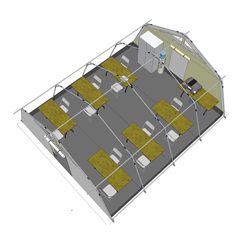 UNICEF standard 42 m² multifunksjonelt hubtelt med integrert/avtakbart skyggedeksel