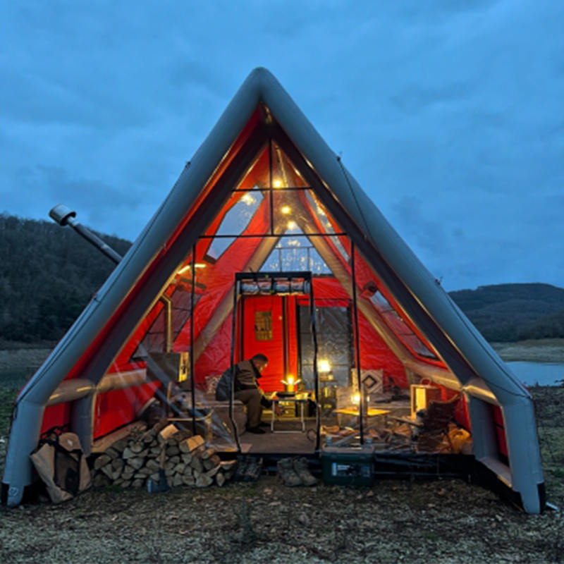8-10 personer fire sesonger vanntett oppblåsbart lufttelt for camping